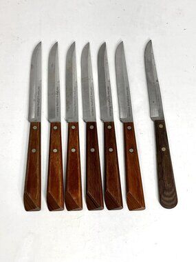 Vintage [Lot of 7] CRAFTSMAN STEAL KNIVES Stainless Steel w/ Wood Handles Knife
